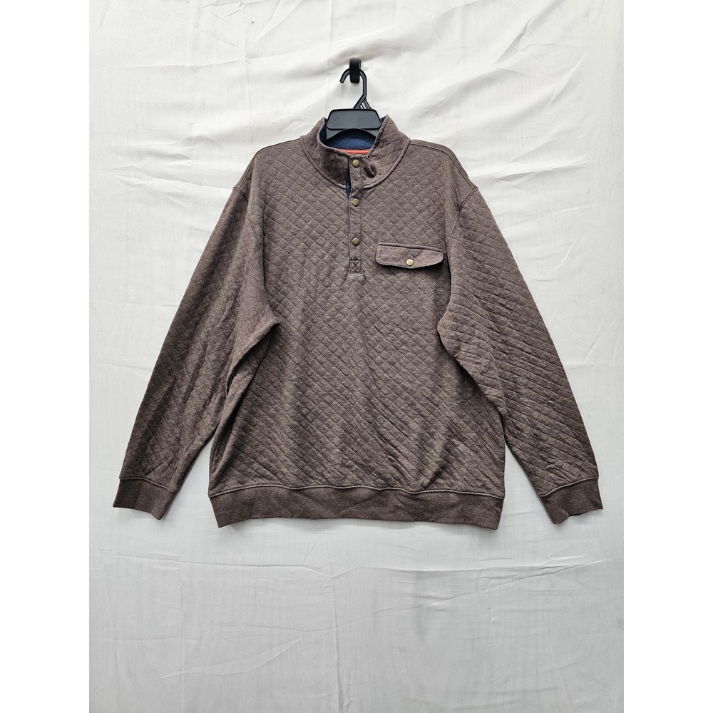 Goodfellow & Co Mens Quilted 1/4 Snap Pullover Brown Cotton Blend Size XL